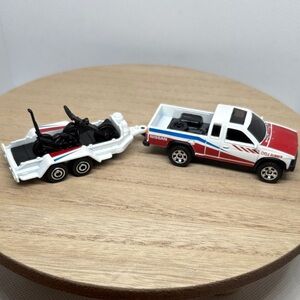 1995 Nissan Cycle Runner Pickup Truck with Trailer - Red & White